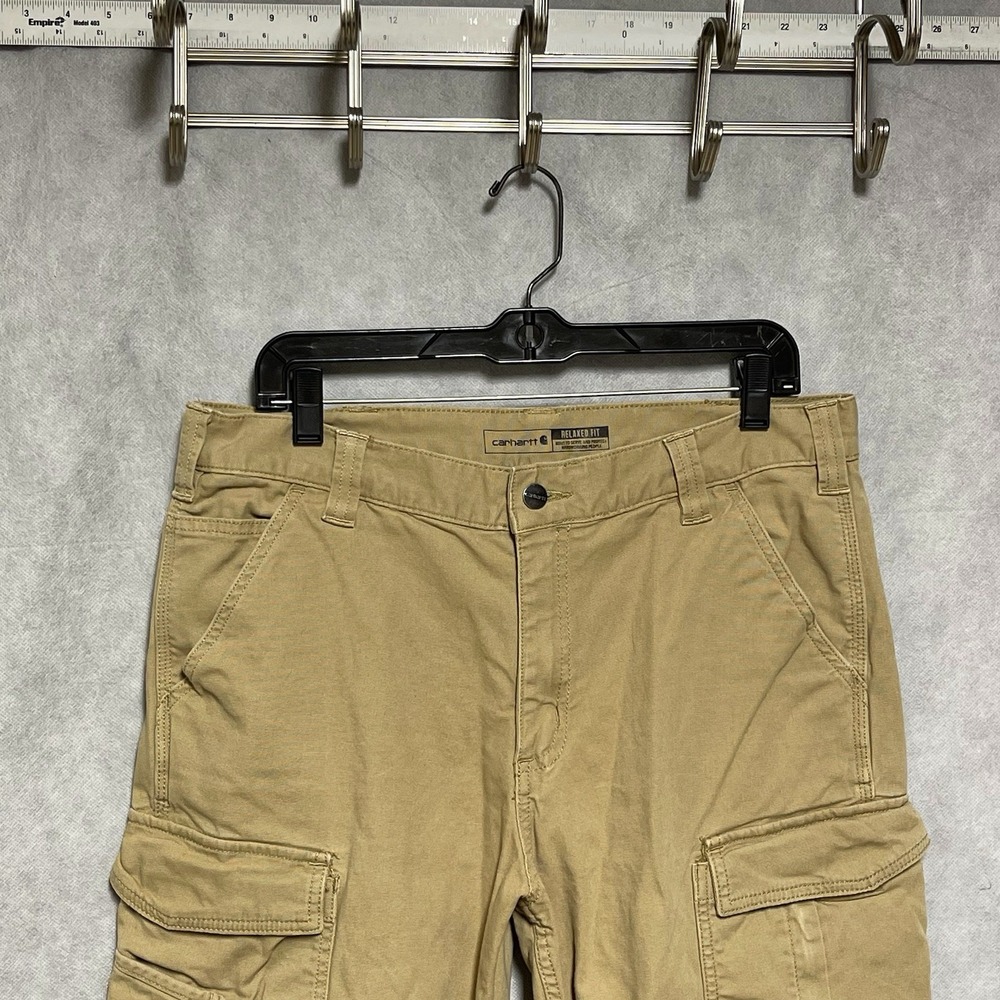Carhartt Pants Men 34x31 Beige Cargo Rugged Flex Relaxed Fit Canvas Work BN3574